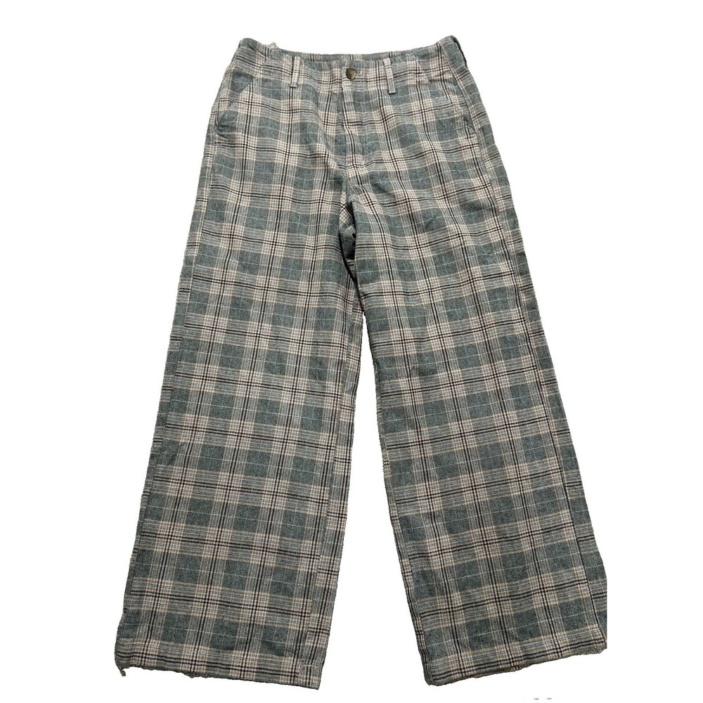 American Eagle Women's 8 Short Super High-Rise Baggy Wide Leg Plaid Pants